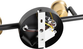 Faretto da soffitto nero con oro e vetro fumé 4 luci - Zuzanna