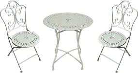 PALMELA - set due sedie pieghevoli e tavolo rotondo con decori