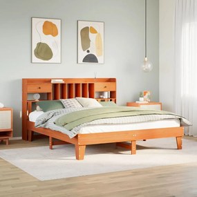 Letto Senza Materasso Marrone Cera 180x200 Cm İn Legno Di Pino /
