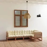 Set Divani da Giardino 5 pz con Cuscini Legno Massello di Pino 3076607