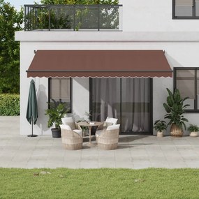 Tenda Da Sole Retrattile Automatica Con Led Marrone 500x300 Cm /