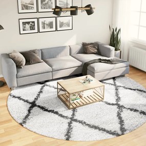 Tappeto Shaggy Pamplona A Pelo Lungo Crema E Nero Ø 280 Cm /