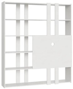 Libreria in legno Bianco Frassino 178x204h cm con porta TV - KATO H