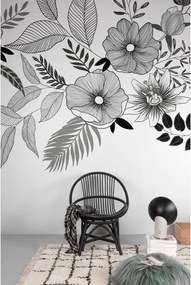 Fotomurale GRANDECOLIFE Fiori, bianco, nero 371X280 cm