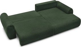 Divano angolare in verde scuro allungabile (con penisola a destra) con rivestimento in velluto a coste Lucien – Bobochic Paris