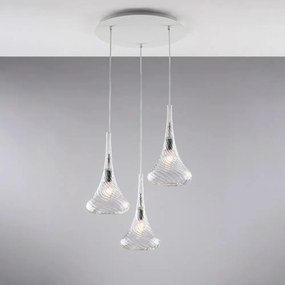 Lampadario Contemporaneo Nemesi Metallo Trasparente 3 Luci E27