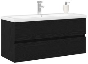 Mobile lavabo  con lavabo integrato rovere nero in legno ingegnerizzato