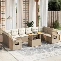 Set Divani da Giardino 11 pz con Cuscini Beige in Polyrattan 3271926