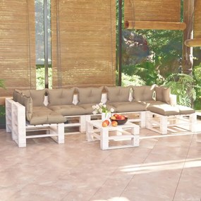 Set divani da giardino pallet 8 pz con cuscini in legno di pino