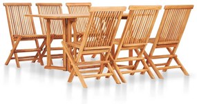 Set Da Pranzo Da Giardino 7 Pz Pieghevole İn Massello Di Teak /