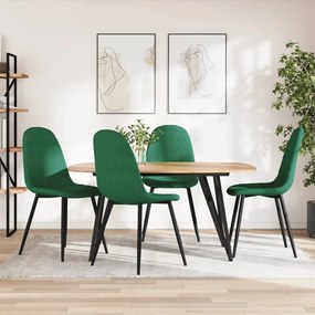 Sedie Da Pranzo 4 Pz Verde Scuro İn Velluto /