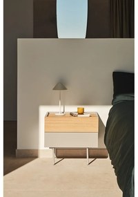 Comodino beige/tonalità naturale con decoro in rovere Otto - Teulat