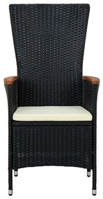 Set da pranzo da giardino 9 pz con cuscini nero