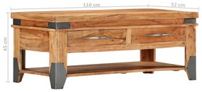 Tavolino da Caffè 110x52x45 cm in Legno Massello di Acacia