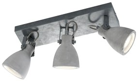 Lampada da parete grigia per 3 lampadine Concreta, lunghezza 35 cm - Trio