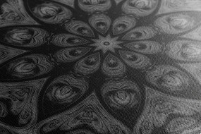 Quadro su tela – Mandala ipnotica in bianco e nero