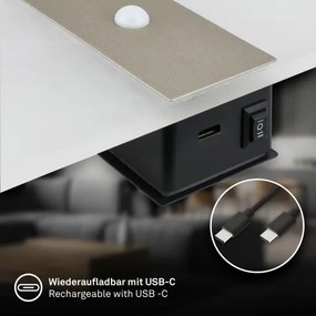 Briloner 3888012 - Lampada LED da parete ricaricabile con sensore AURA LED/2,5W/5V 1800 mAh opaca