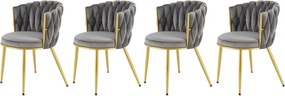 Set di 4 sedie K517 velluto grigio/oro