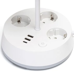 Aigostar - Lampada da tavolo con prese di corrente e porte USB 1xE27/60W/230V bianca
