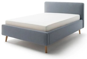 Letto matrimoniale imbottito blu polveroso con contenitore con rete inclusa 140x200 cm Mattis – Meise Möbel