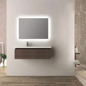 Mobile da bagno 100 cm rovere scuro Mono Slide finitura soft