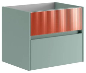 Mobile da bagno sotto lavabo Niwa verde timo frontale in vetro paprika laccato opaco L 59.5 x H 50 x P 45.5 cm 2 cassetti, lavabo non incluso