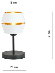 Lampada Da Tavolo Contemporanea 1 Luce Piano In Metallo Bianco E Oro