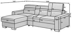 Divano angolare beige allungabile/con contenitore (con penisola a sinistra/con chaise lounge) Fresia – ELTAP