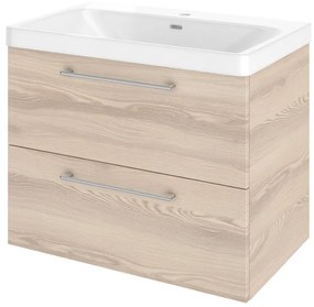 Mobile da bagno sotto lavabo Remix quercia chiaro opaco L 75 x H 58 x P 46 cm 2 cassetti, lavabo non incluso