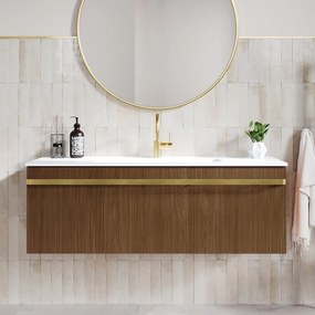 Mobile da bagno sospeso sotto lavabo L 120 x H 40 x P 46 cm noce laminato opaco, 1 cassetto RANDAL LOA
