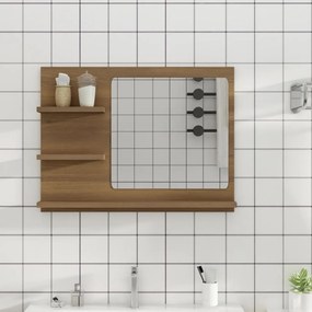 Specchio Da Bagno Rovere Marrone 60x10,5x45cm Legno Multistrato /