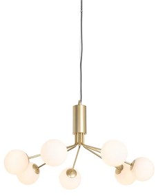 Lampada a sospensione Art Déco oro con vetro opale 7 luci - Coby
