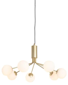 Lampada a sospensione Art Déco oro con vetro opale 7 luci - Coby
