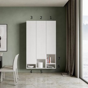 Parete soggiorno verticale Isoka A20 L.120 H 194 P.39,5 Bianco