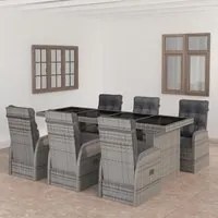 Set da Pranzo da Giardino 7 pz con Cuscini in Polyrattan Grigio 3059344