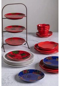 Set di 4 piatti da dessert in gres rosso e nero, ø 21,6 cm Snowflake - Casafina