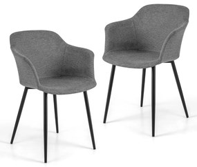 Costway Set di 2 sedie da pranzo imbottita con schienale ergonomico ampi braccioli, 2 Sedie moderne ed eleganti