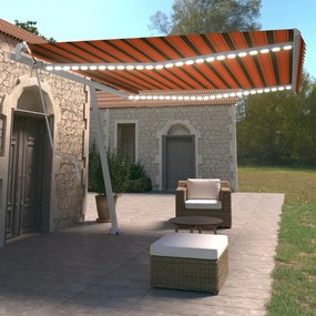 Tenda Automatica Sensore Vento E Led 450x350 Cm Arancio Marrone /