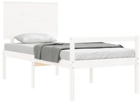 Letto per anziani bianco testiera small single legno massello