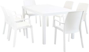 CALIGOLA - set tavolo in resina effetto rattan cm 150 x 90 x 74 h con 6 poltrone Alma