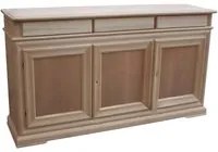 Credenza 3 porte 3 cassetti legno grezzo 180x48x100 - Mobili 2G