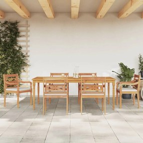 Set pranzo giardino 7pz con cuscini bianchi legno massello teak