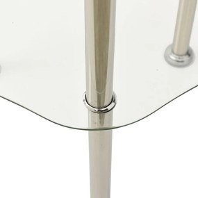 Tavolino a 2 livelli trasparente 38x38x50 cm in vetro temperato