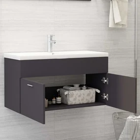 Mobile sottolavabo grigio 90x38,5x46 cm in truciolato