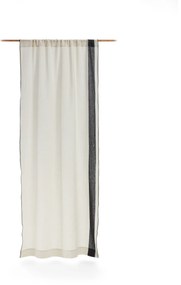 Kave Home - Tenda Maileth in cotone e lino bianco con riga laterale nera