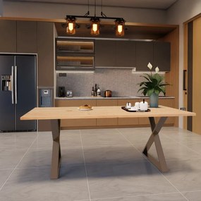 Tavolo da pranzo fisso Cross in legno grezzo di abete di douglas marrone per 6 persone L 150 x L 90 X H 74 cm