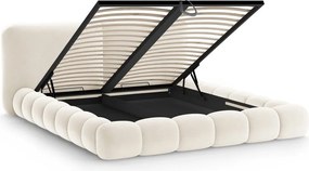 Letto matrimoniale imbottito avorio con contenitore con rete inclusa 180x200 cm Solange – Micadoni