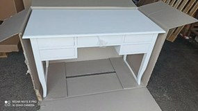 Scrivania arte povera in legno massello bianco opaco 107 cm