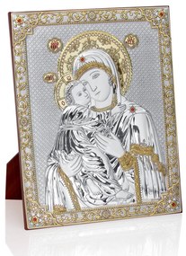 Pannello "Madonna con Bambino" con oro cm.19,5x24,5