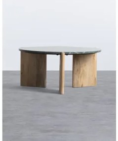 Tavolino Rotondo in Legno e Marmo (Ø 86 cm) Crecia Acacia Naturale - The Masie